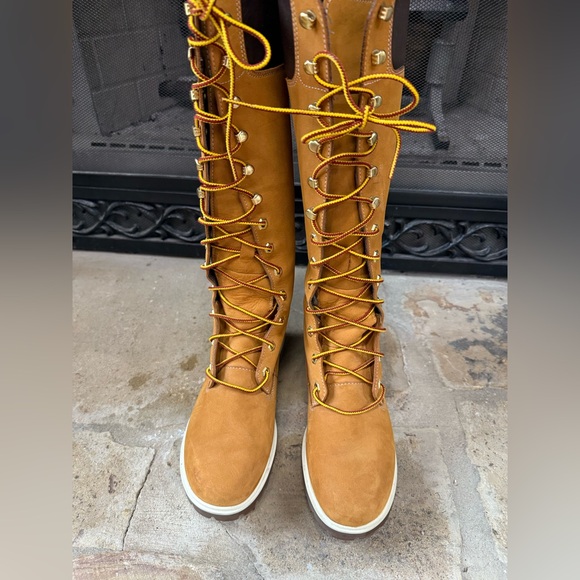 Timberland Shoes - Timberland 14” Premium Waterproof Tall Lace-Up Boots Wheat Nubuck Sz 7
